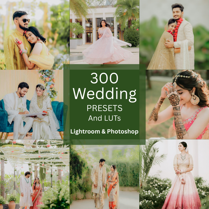 300 TRENDING INDIAN WEDDING LIGHTROOM PRESETS (MOBILE + DESKTOP) + 25 LUTS [NEW 2026]